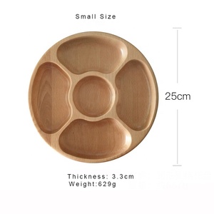 Plateau à dessert pour bébés adultes, vaisselle saine écologique <span class=keywords><strong>assiette</strong></span> en bois à 5 compartiments pour la nourriture - Product Image 4