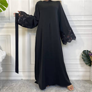 Muslim Women's Dubai Abaya Dress Lace Embroidered Bell Sleeve Open Front <strong>Kaftan</strong> <strong>Plus</strong> <strong>Size</strong> Abaya for Eid - Product Image 3