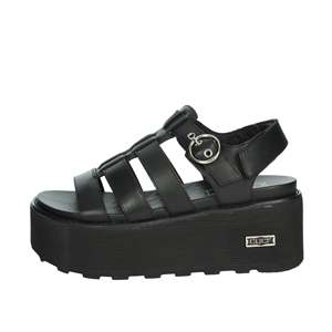 Sandales compensées noires pour femme Cult avec plateforme et lanières ajustables à boucle - Product Image 1