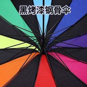 Parapluie Pagode Arc-en-ciel 16 baleines Ouverture manuelle Cadre en alliage Polyester Protection soleil et pluie Utilisation voyage Design droit Style original - Product Image 4