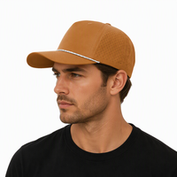 Casquette de baseball sportive imperméable OEM personnalisée avec logo, style Richardson 355, 5 panneaux, perforations découpées au laser et cordon