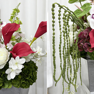 Arrangement floral en soie artificielle cascade, rouge, blanc et vert, réaliste et sophistiqué, style vintage de luxe léger, décoration de banquet - Product Image 4