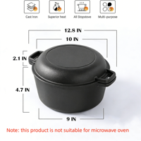 Casserole en fonte émaillée pour la cuisson du pain, casserole à double oreilles à double usage, cocotte en fonte