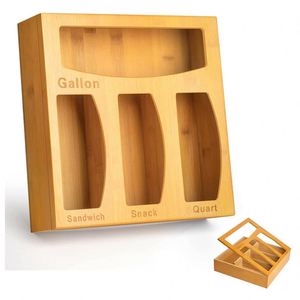 Top Lids Bamboo Kitchen Drawer Organizer Bamboo Ziplock Bag Storage Organizer - Product Image 5