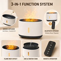Humidificateur à effet flamme avec télécommande et musique Bluetooth, deux modes de brume pour salon, hôtel, spa