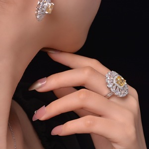 Alta calidad 925 plata esterlina 3ct Fat Square Ice Flower Cut amarillo 8*9mm anillo de moda para mujer joyería fina - Product Image 6