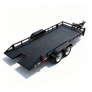 <span class=keywords><strong>Remorque</strong></span> porte-voitures robuste en acier 7x16 pieds à double essieu avec rampes pliables, capacité de 3000 kg pour le transport de VTT et de véhicules - Product Image 4