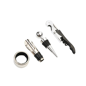 Juego de 4 tapones para vino tinto, abridor de tapas de cerveza, sacacorchos, vertedor de vino, herramienta para botellas de vino, juego de acero inoxidable, caja de regalo - Product Image 2