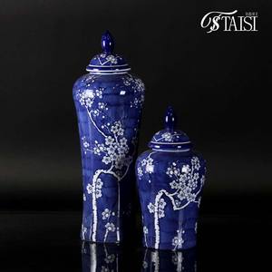 Decorazioni per la casa oggetti d'<span class=keywords><strong>antiquariato</strong></span> blu e bianco barattoli di zenzero composizioni floreali alto vaso decorativo per scaffali camino - Product Image 5
