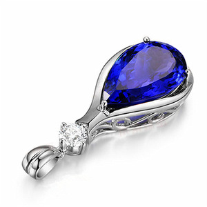 Meilong Teardrop Pendant Necklace Blue Crystal Zinc Alloy Claw Setting Women's Gift Jewelry - Product Image 5