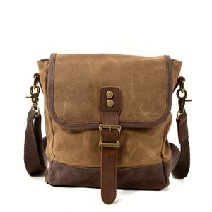 BIERLIFU LHYT032 - Bolsa de Mensajero de Lona Encerada Vintage para Viaje, con Logotipo Personalizado, Impermeable, Duradera, con Hebilla, para Cámara Fotográfica, Bolsos para Hombre - Product Image 2