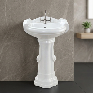 White Round Ceramic Pedestal Wash Basin Custom Size Modern Bathroom Sink Sanitary Ware Wholesaler - Product Image 3