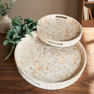 Support à dessert en MDF nacre, couleur personnalisable, incrustation MOP, motif abstrait, qualité commerciale, compatible lave-vaisselle - Product Image 2