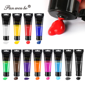Panwenbo ชุดสีอะคริลิคศิลปะ75มล. 12สีชุดหลอดเม็ดสีหลากหลายสีศิลปะสีอะคริลิคสำหรับเด็กและผู้ใหญ่