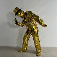 Vêtements de sécurité réfléchissants dorés pour la scène OEM Cosplay DJ porte un costume de robot avec des paillettes en miroir pour la salle de bal de la boîte de nuit