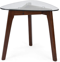 Table basse Baobei de luxe moderne et durable avec plateau en verre, pieds en bois, style panneau bois, mobilier de salon, bureau, maison, personnalisable