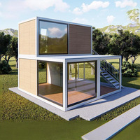 Maison conteneur moderne et écologique à 2 étages de 40 pieds, 4 chambres, salle de bain préfabriquée, pour usage commercial, villa ou parc