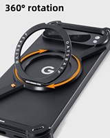 Étui de téléphone en métal sans bordure Z Case avec support rotatif à 360 degrés, compatible avec la charge sans fil pour Google Pixel 9 Pro XL