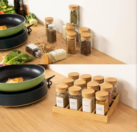Étagère à épices en bambou et bois, boîte à épices de bureau à 12 compartiments, organisateur de rangement divisé pour pots à assaisonnements