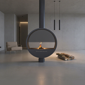 高級カスタムリング型吊り下げ式暖炉、薪で暖める吊り下げ式本物の炎、煙の出ないオープンフレーム、家庭用に最適 - Product Image 1