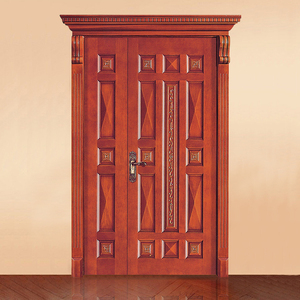 Puerta de madera maciza de caoba hecha a medida, diseño de Casa de doble puerta <span class=keywords><strong>desigual</strong></span>, entrada frontal exterior, madre e hijo - Product Image 6