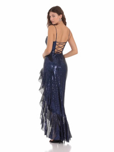 European and American <b>sequin</b> strap dress with slit, new style, sexy evening gown for hostess, banquet, and ball - Product Image 3