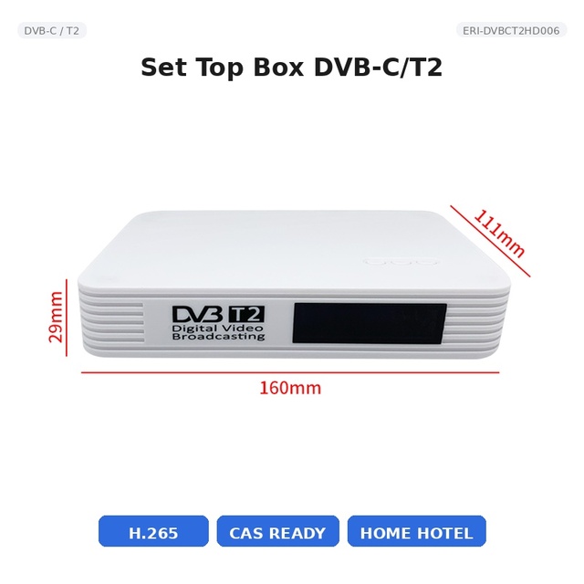 DVB-C/T2 Combo Set Top Box H.265 1080P CAS Ready for Cable MSO Pay TV Operator