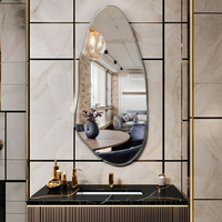 Personnalisé Moderne Pleine Longueur Sans Cadre Asymétrique Ondulé Verre Mur Miroir Argent Motif Design Chambre Salle De Bains Usage Décoratif