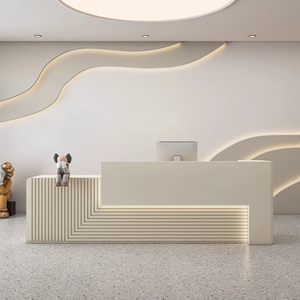 Mostrador de Recepción de Estilo Moderno al por Mayor, Mostrador de Recepción de Belleza con Diseño de Madera, Tamaño Estándar, Frente Blanco, Mesa <span class=keywords><strong>para</strong></span> Vestíbulo - Product Image 3