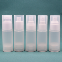 Flacon pompe sans air en PP cylindrique de 50 ml pour crème liquide, sérum, cosmétique blanc de 15 ml