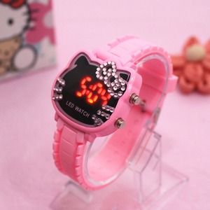 Dessin animé mignon Animal KT chat Hello Kitty chat Silicone électronique LED montre pour enfants sortes cadeau - Product Image 2