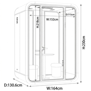 Cabine acoustique portable de luxe pour 2 personnes, studio d'enregistrement, salle de conférence vidéo, salle de <span class=keywords><strong>streaming</strong></span> insonorisée mobile SGS - Product Image 3