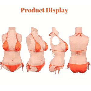 Combinaison intégrale avec formes mammaires et vagin en silicone, combinaison triangulaire homme-femme pour transgenres - Product Image 2