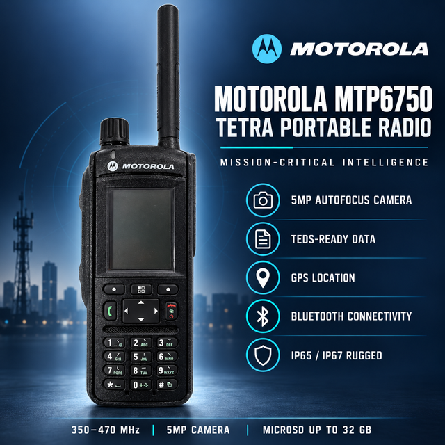 Motorola MTP6750 MTP6650 MTP6550 TETRA Portable Radio UHF 380- 470 MHz Trunked Two Way Radio for Transport Utility Energy Team