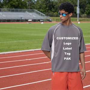 Custom Logo Men's Hiking Outdoor Knitted Sporty Oversized Mesh 100% Polyester Quick Dry Gym Training Blank Contrast T-<b>Shirt</b> - Product Image 1