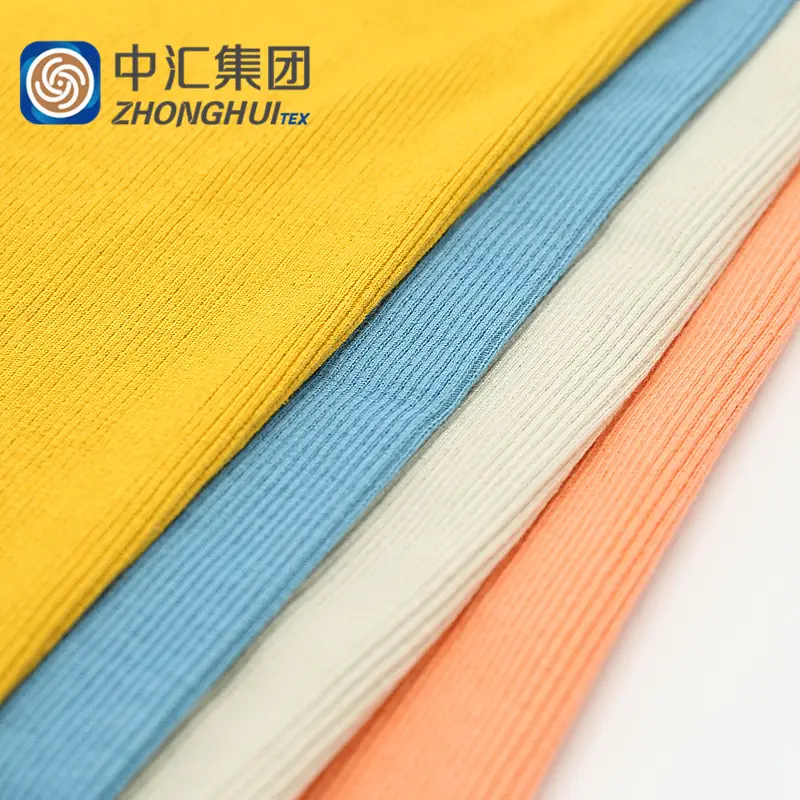Stock Fabric Best Seller Cotton 2X2 Spandex Rib Knitted Single Jersey Fabric For T-Shirt
