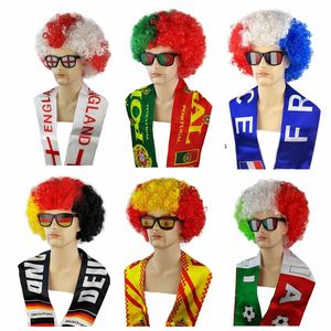 Conjunto de Gafas, Bufanda y Peluca Afro para Niños, Aficionados al Fútbol, con Bandera de la Selección Nacional para Eventos Deportivos, Material de Poliéster, 2026 - Product Image 2