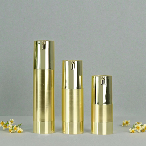 Travel Size Container 15ml 30ml 50ml Airless Plastic Pump Bottle Gold/silver Plated Facial Cleanser Lotion Bottles