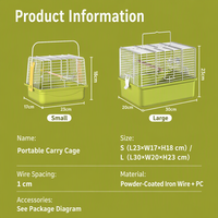 Cage de transport compacte pour petits oiseaux, cage de voyage portable pour perroquet avec perchoir en fil métallique pour perruche, tourterelle, agapornis, pinson