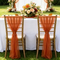Nœuds de chaise en tulle transparent de 275 cm de long pour décorations latérales de dossier de chaise de mariage ou d'église