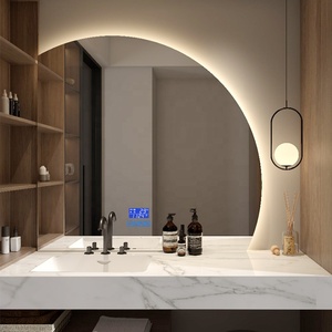 Bathroom Bath <strong>Led</strong> Big Backlit Beauty Salon <strong>Mirrors</strong> Silver Frameless Shape Light Half Round Wall <strong>Mirror</strong> - Product Image 5