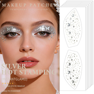 แผ่นแปะอายแชโดว์สีเงินแบบกันน้ำ แต่งตาแบบสักชั่วคราว สำหรับปาร์ตี้ ให้ลุคสวยสะดุดตา - Product Image 1