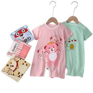 Yürüyor Boys t-shirt gömlek Tops yaz yenidoğan pijama açık Romper 100% % pamuk kısa kollu tarama takım çocuklar için - Product Image 1