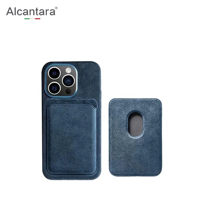 Custom phone card holder wallet For Alcantara Magnetic card holder used for iphone12/mini/pro/promax wallet case
