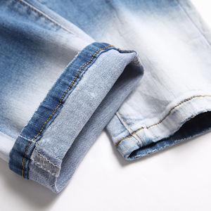 AeeDenim logotipo personalizado OEM cintura media lavado punto <span class=keywords><strong>azul</strong></span> <span class=keywords><strong>tiro</strong></span> algodón pantalones juveniles pantalones casuales pequeños Pantalones rectos - Product Image 5