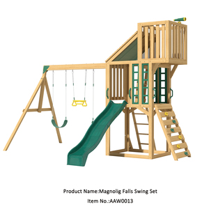 Gỗ phiêu lưu sân chơi đồ chơi đu đặt ngoài trời trẻ em cầu rừng phòng tập thể dục trẻ em đu và trượt đặt sân chơi gỗ 7 tuổi - Product Image 2