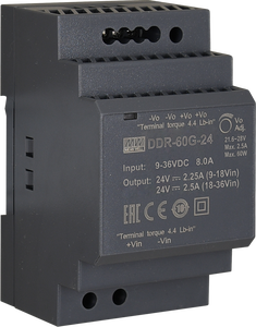 DDR-60G-24 60W แหล่งจ่ายไฟแบบสวิตชิ่งสำหรับติดตั้งบนราง DIN 24V DC คอนเวอร์เตอร์ DC แบบเอาต์พุตเดี่ยวสำหรับตู้ควบคุม - Product Image 3
