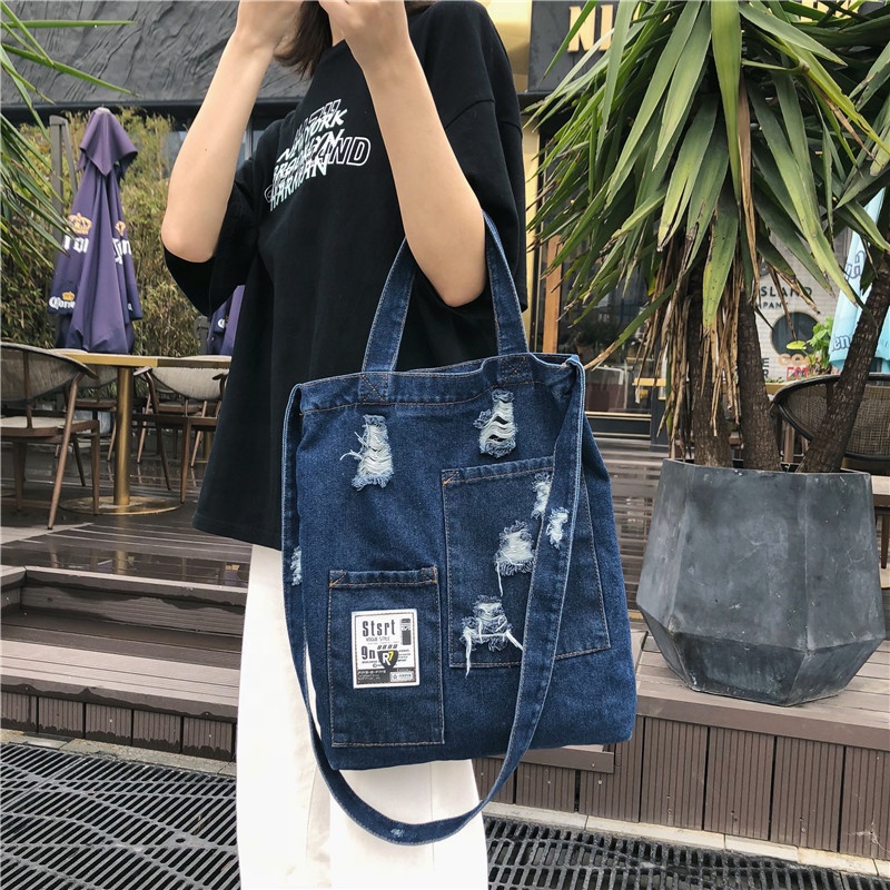 Retro Jean Ripped Design Bag - Anti-Theft & Multi-functional