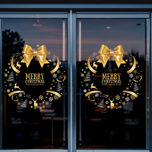 Fenêtre de Noël statique s'accroche autocollants de fenêtre électrostatique pour verre Double face réutilisable décoration de la maison décalcomanies amovibles - Product Image 3