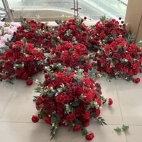 Fournitures de fête, roses rouges artificielles, fausses pivoines, boules de fleurs roses, supports pour boules de fleurs, décorations de centre de table pour événements